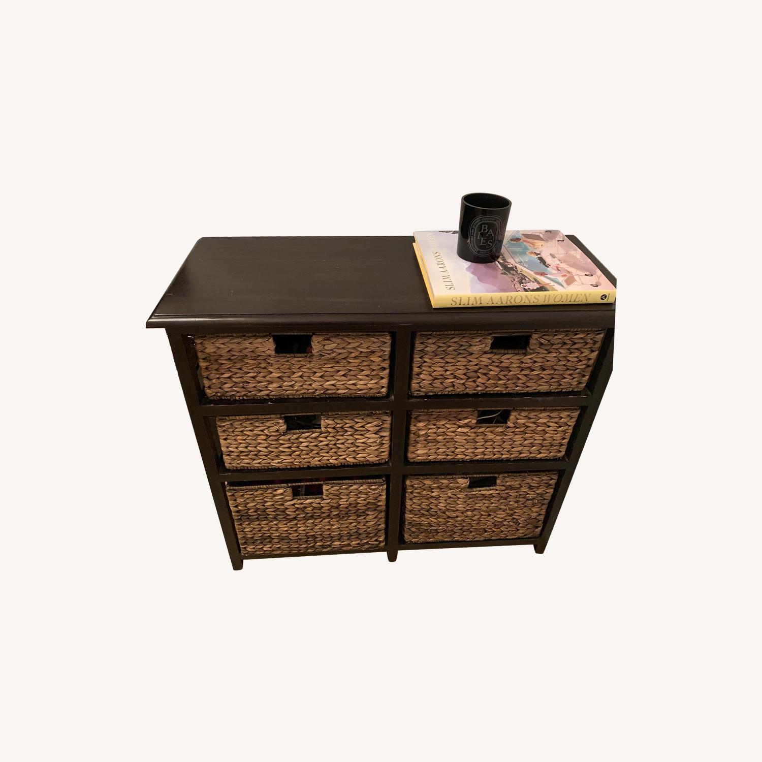 Pier 1 Wicker Drawer Console Table - image-0