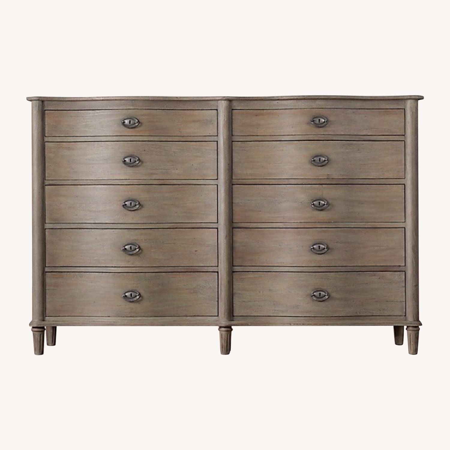 Restoration Hardware Antiqued Grey 10 Drawer Dresser - image-0