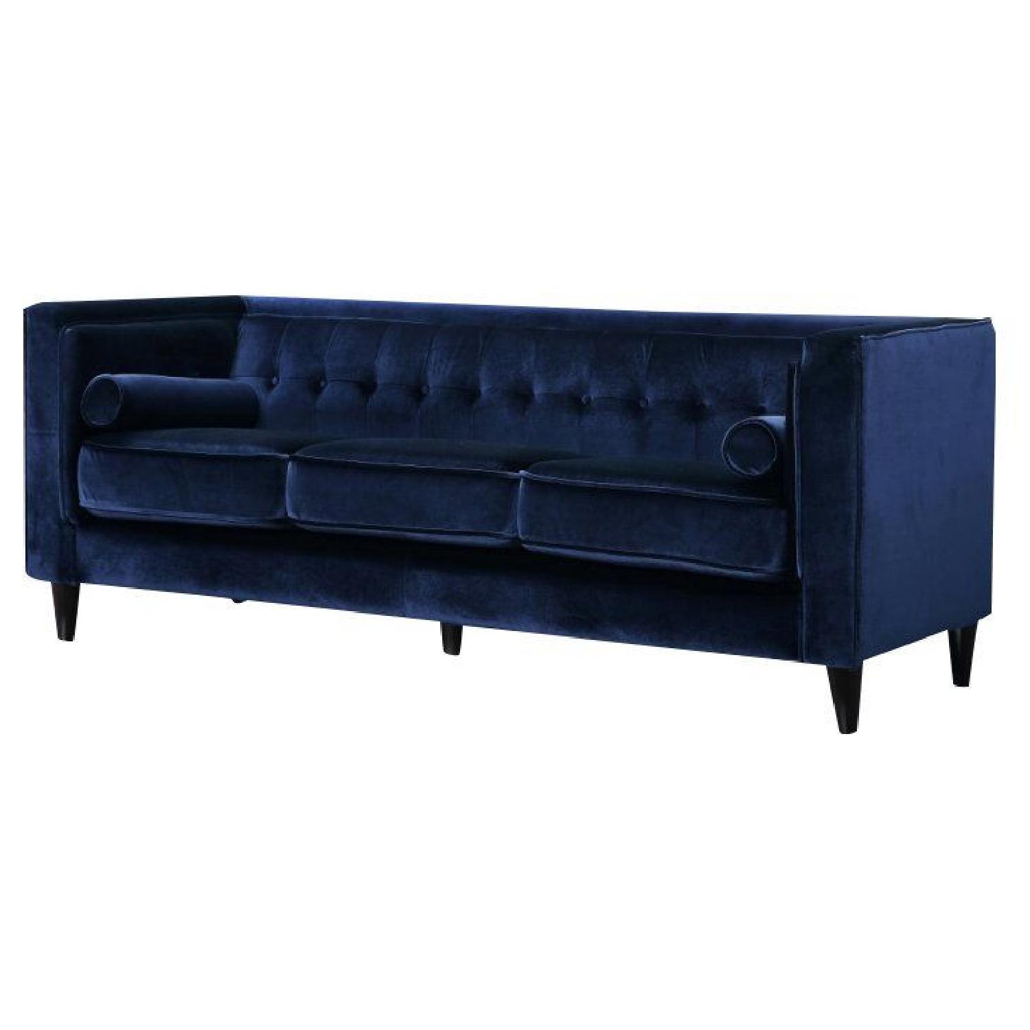 Velvet Blue Sofa AptDeco