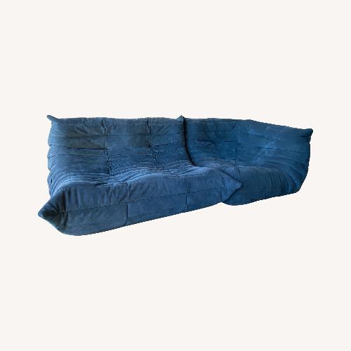 Used Ligne Roset Togo Alcntara love seat + Corner Chair for sale on AptDeco