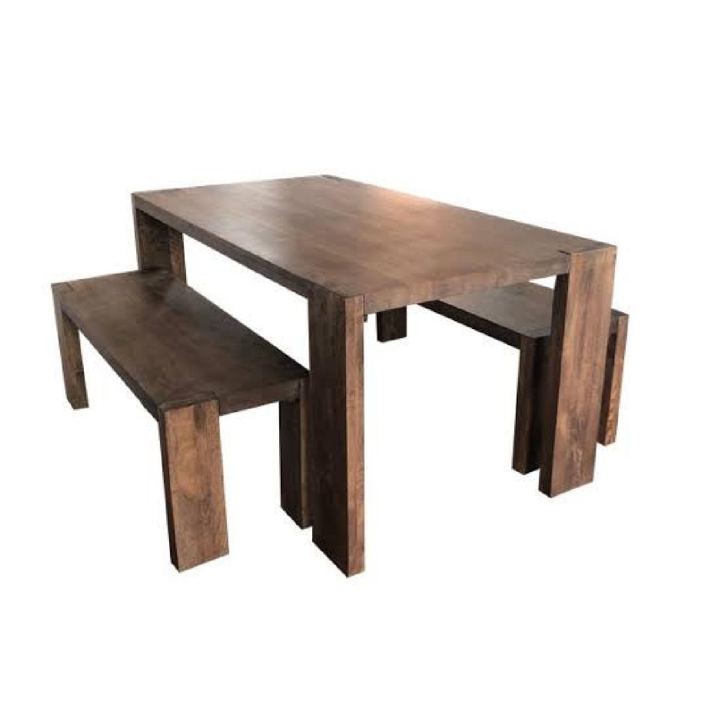 CB2 Blox Wood Dining Table Set AptDeco