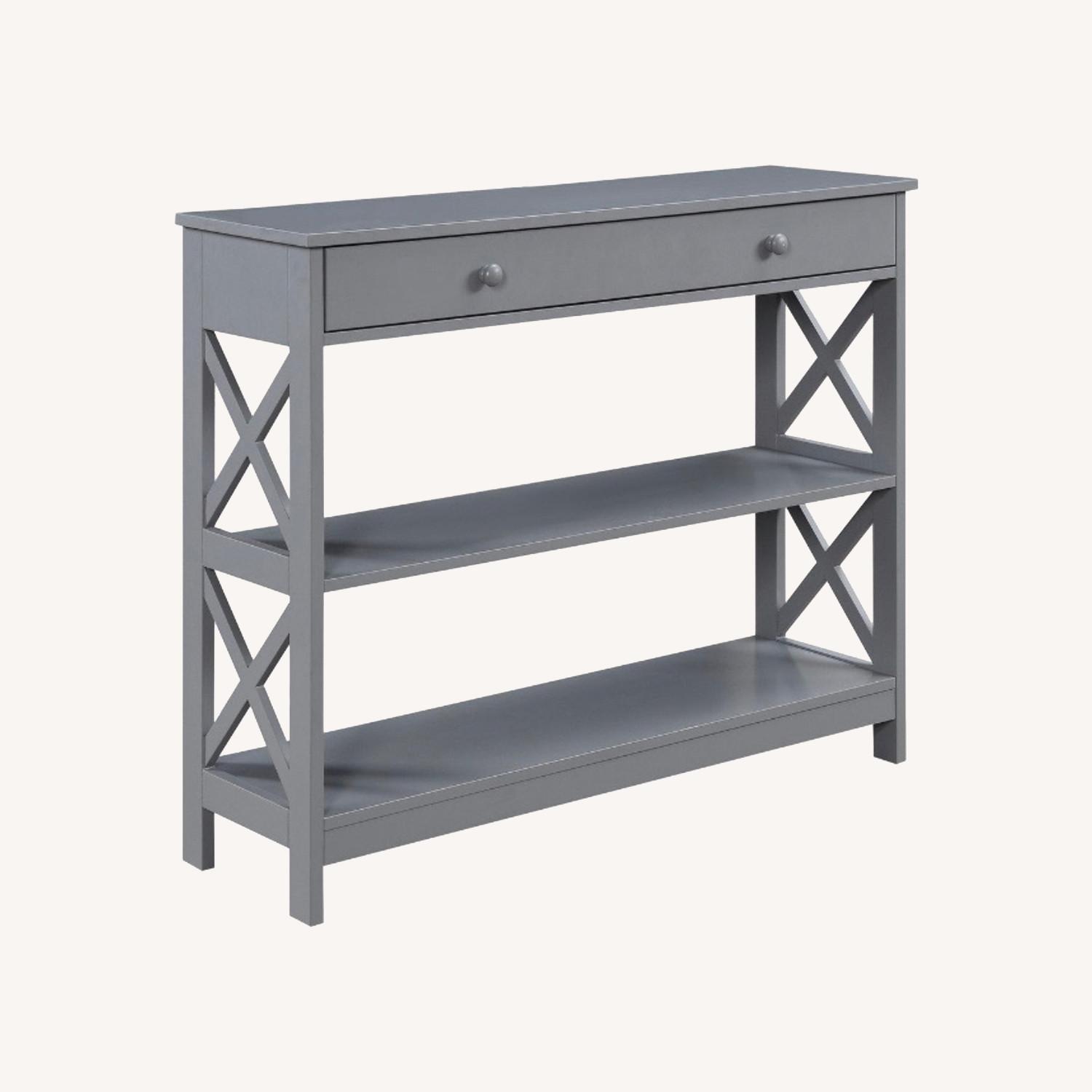 Grey Wood Console Table with Drawers with 4 Bonus Baskets - image-0