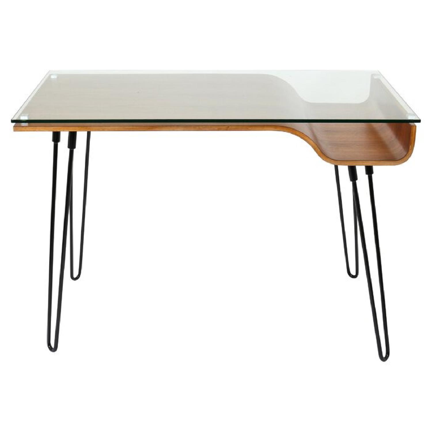Sleek Wood & Glass Desk AptDeco
