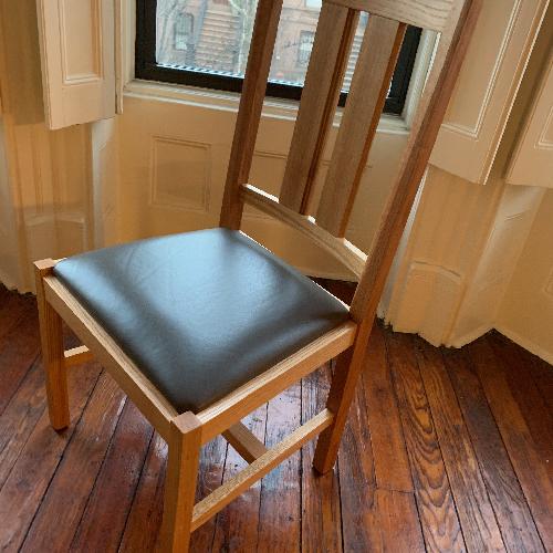 Used Scott Jordan oak chairs gray leather seats for sale on AptDeco