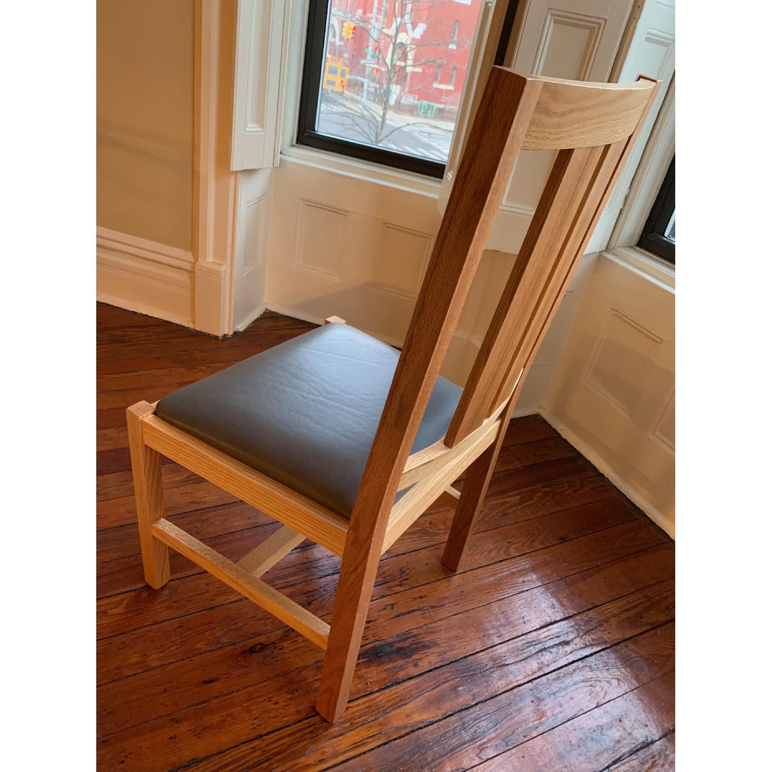 Scott Jordan oak chairs gray leather seats - image-2