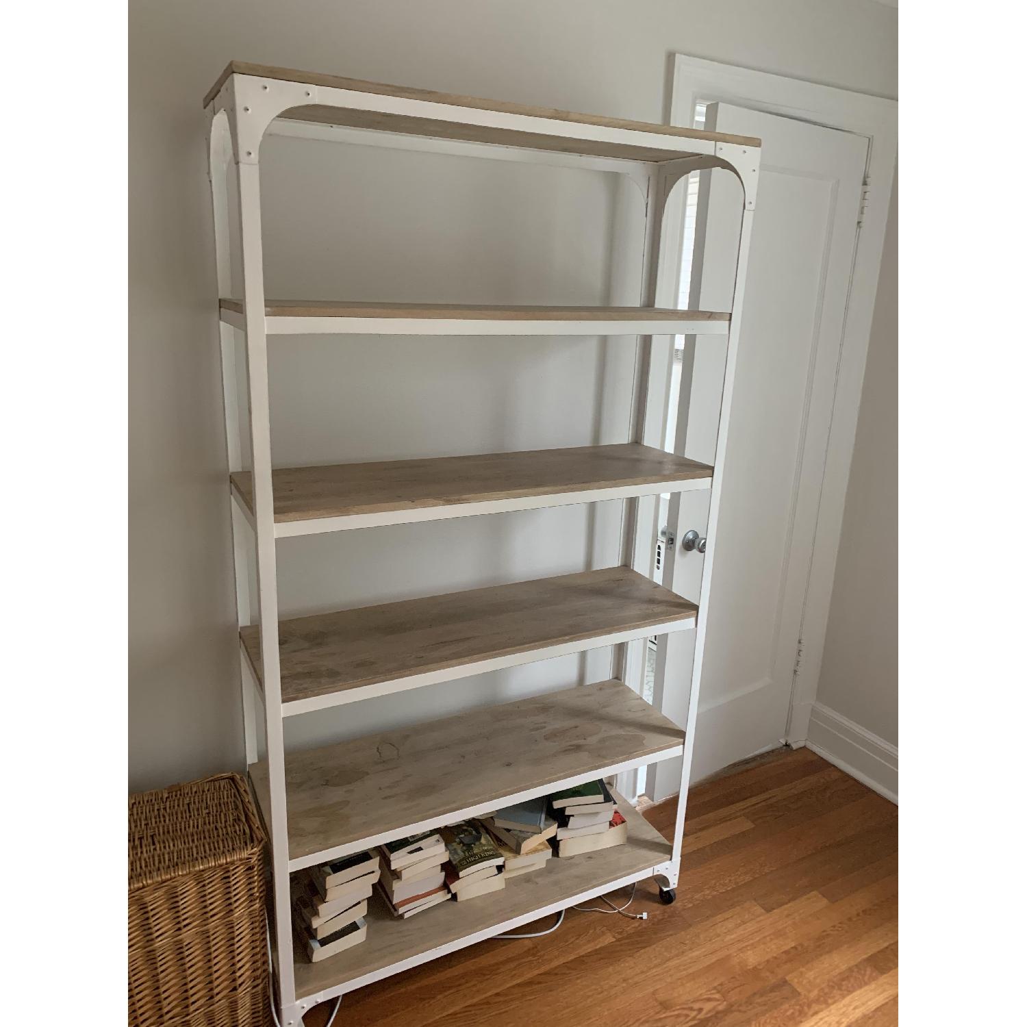 West Elm Whitewashed Wood + Metal Shelves AptDeco