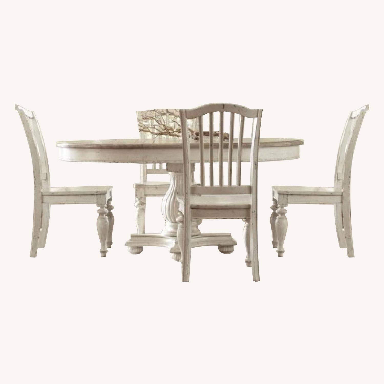 Riverside Adjustable Rounding Dining Table + 4 Chairs AptDeco