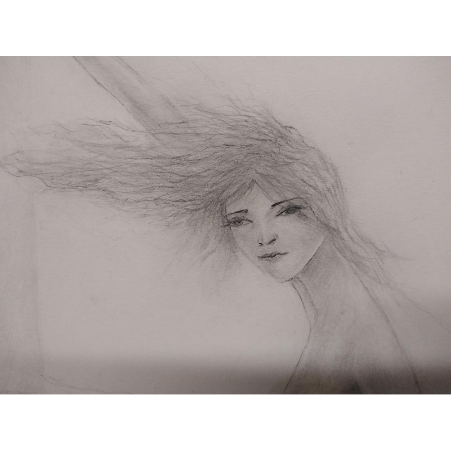 Original Drawing girl walking her dog - image-5