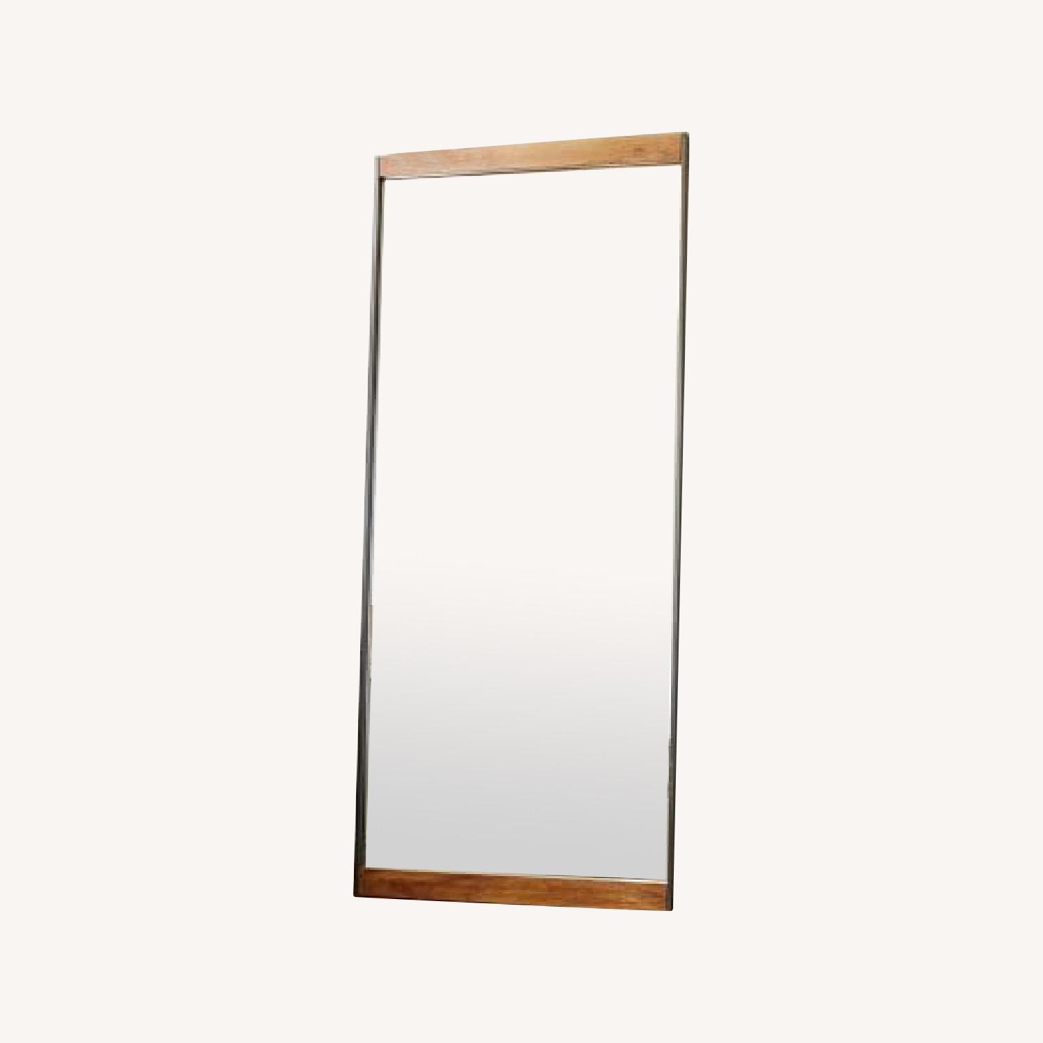 West Elm Industrial Metal & Wood Floor Mirror - AptDeco