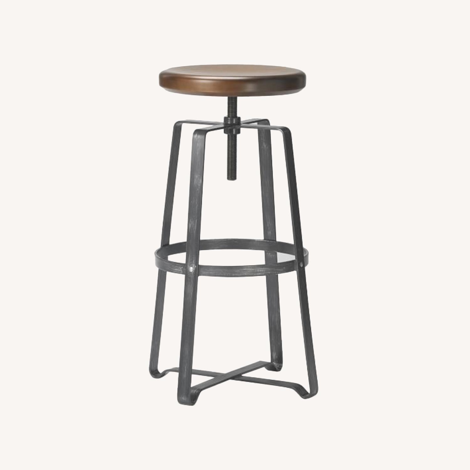 West Elm Industrial Wood Stools (Set of 2) AptDeco