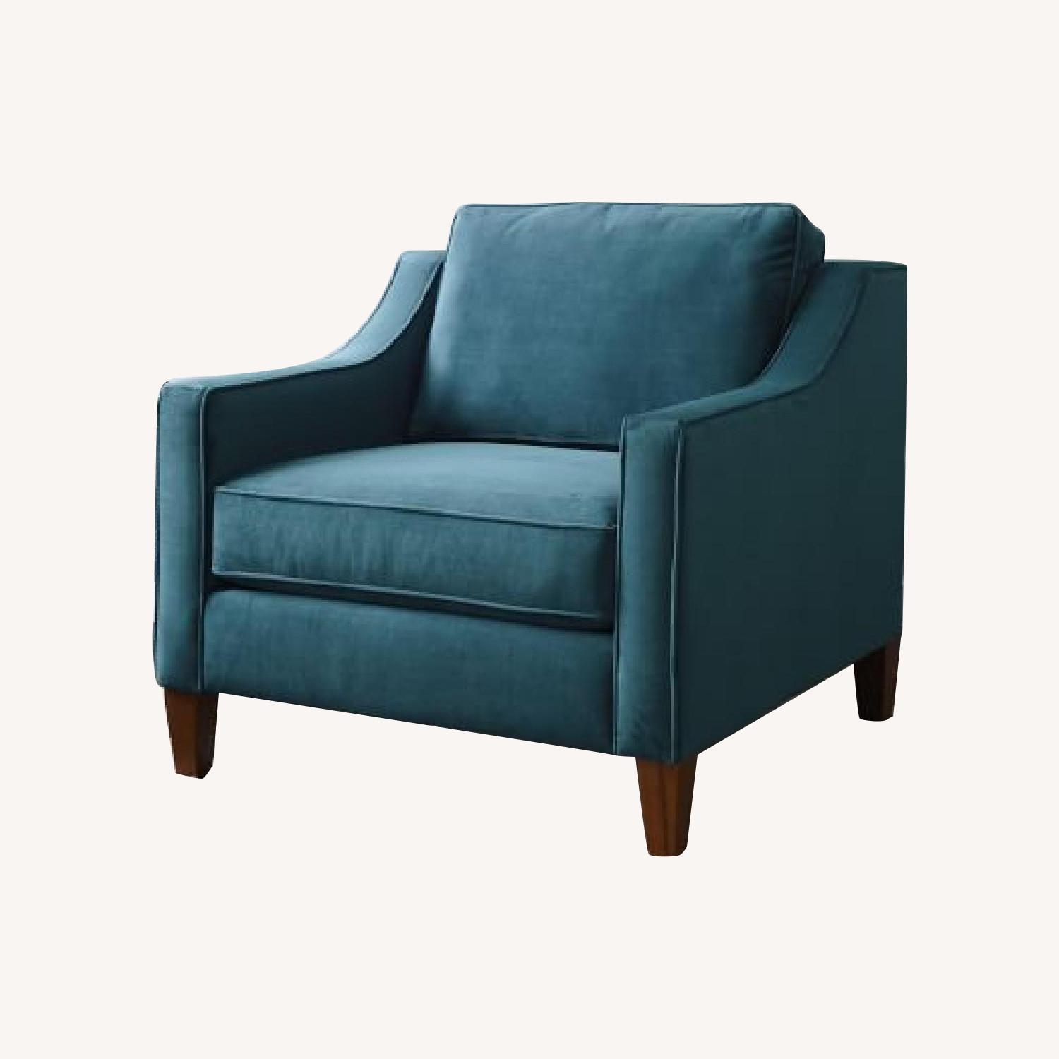 West Elm Gently Used Blue Armchair AptDeco