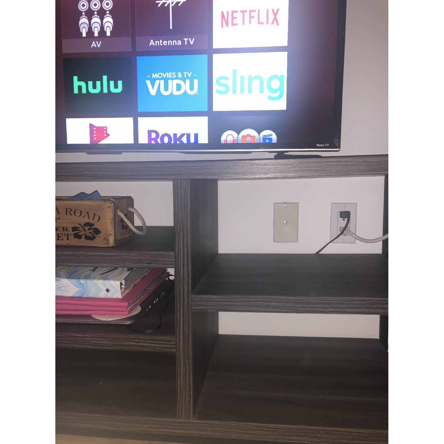 3 Shelf Media Console - Distressed Wood - image-4