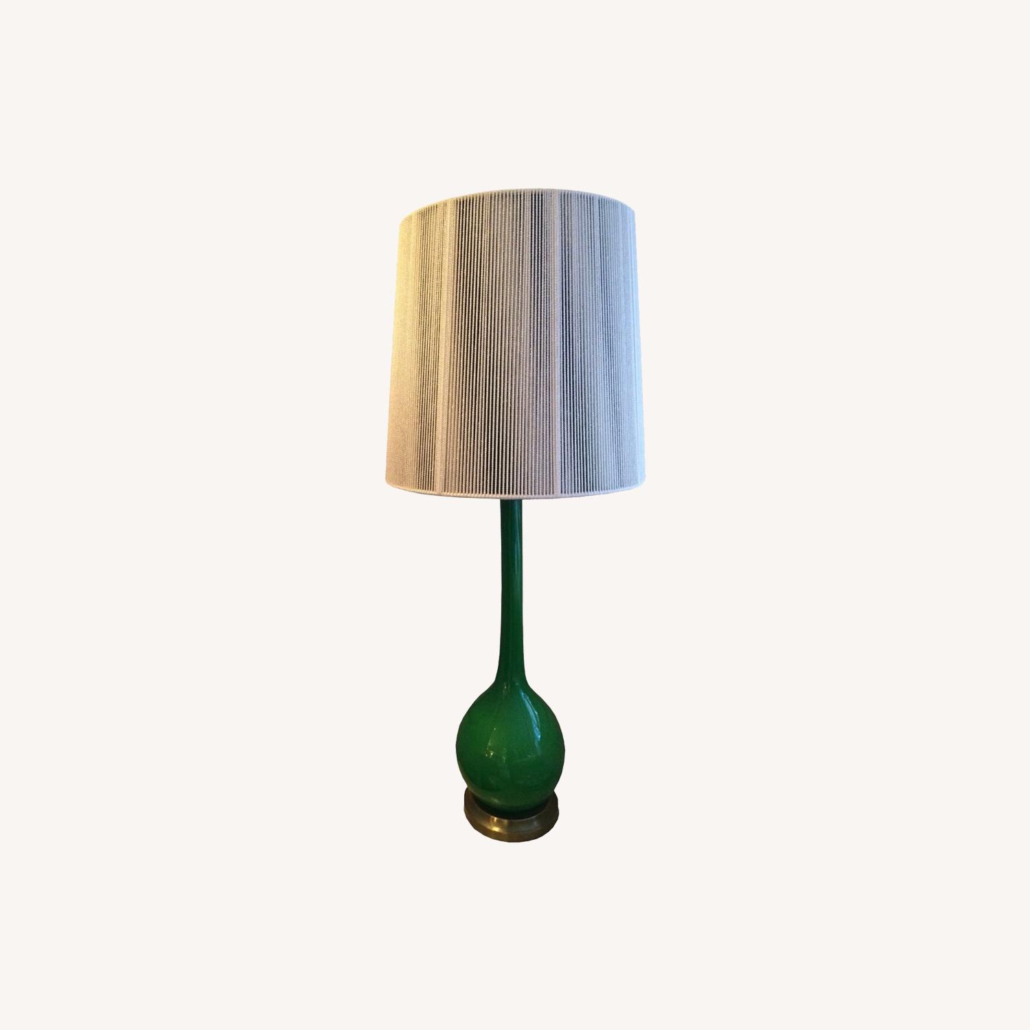 Pair of 1960s Green Glass Venetian Lamps with Custom Shades - image-4