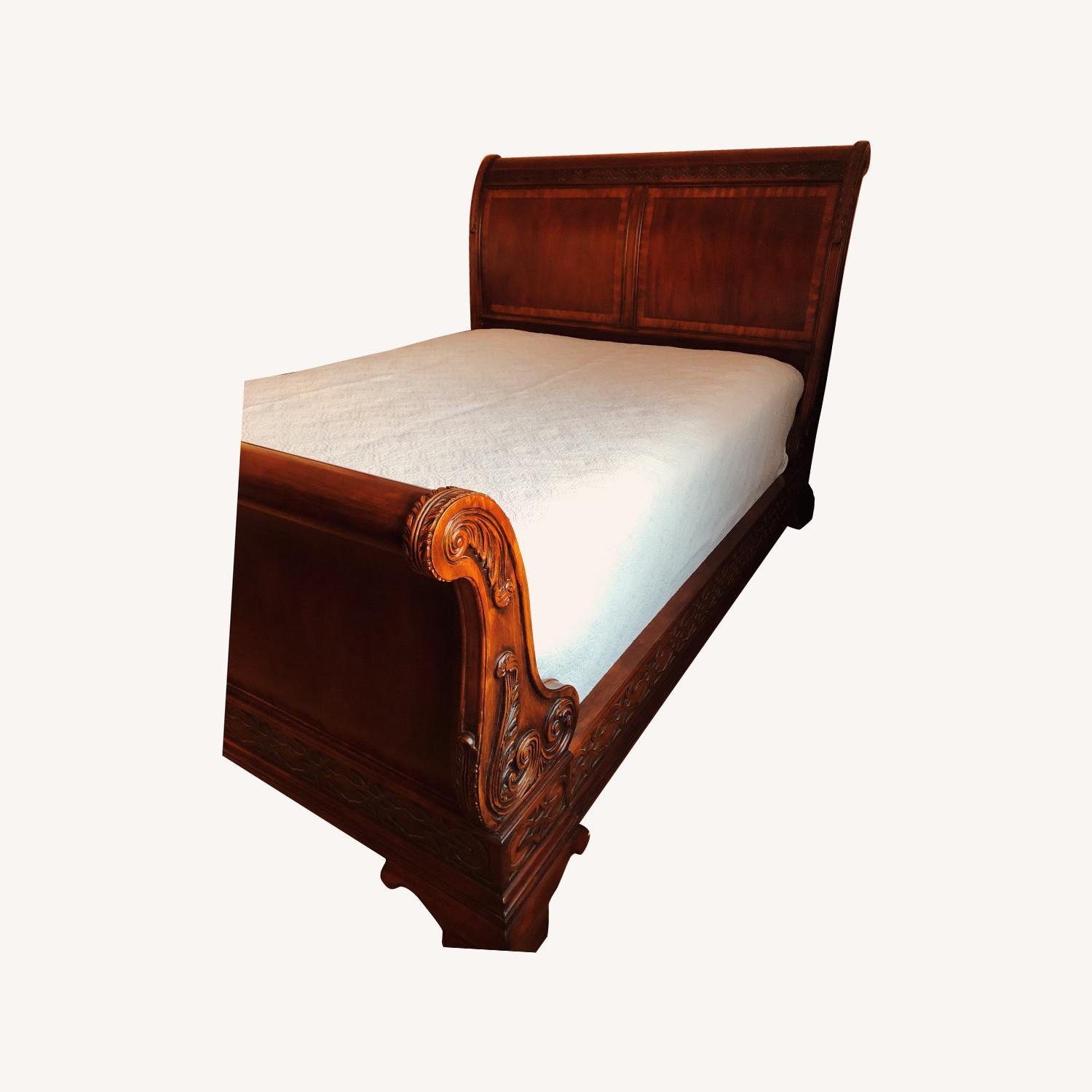 Hand Carved Mahogany Sleigh Bed - image-0