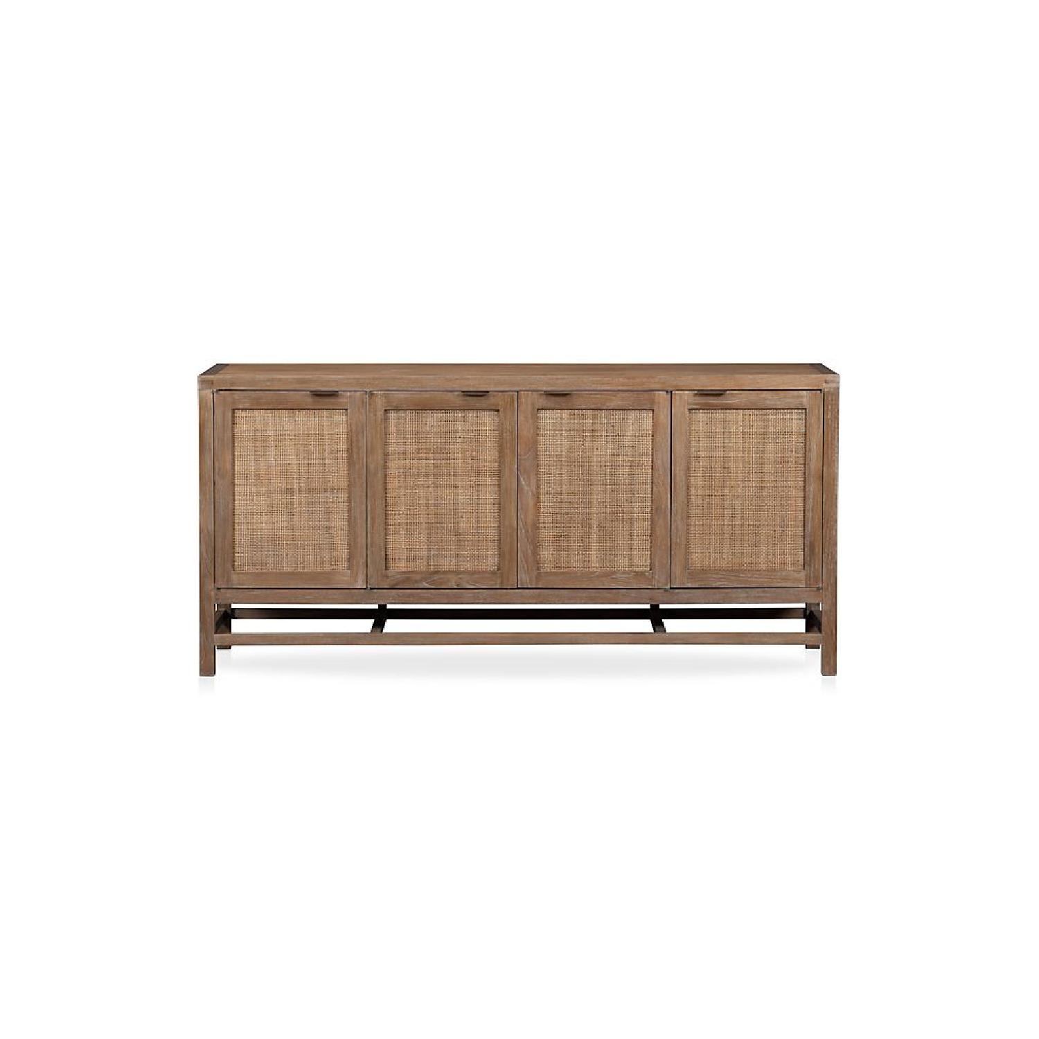 Crate & Barrel Blake credenza console wood and rattan AptDeco