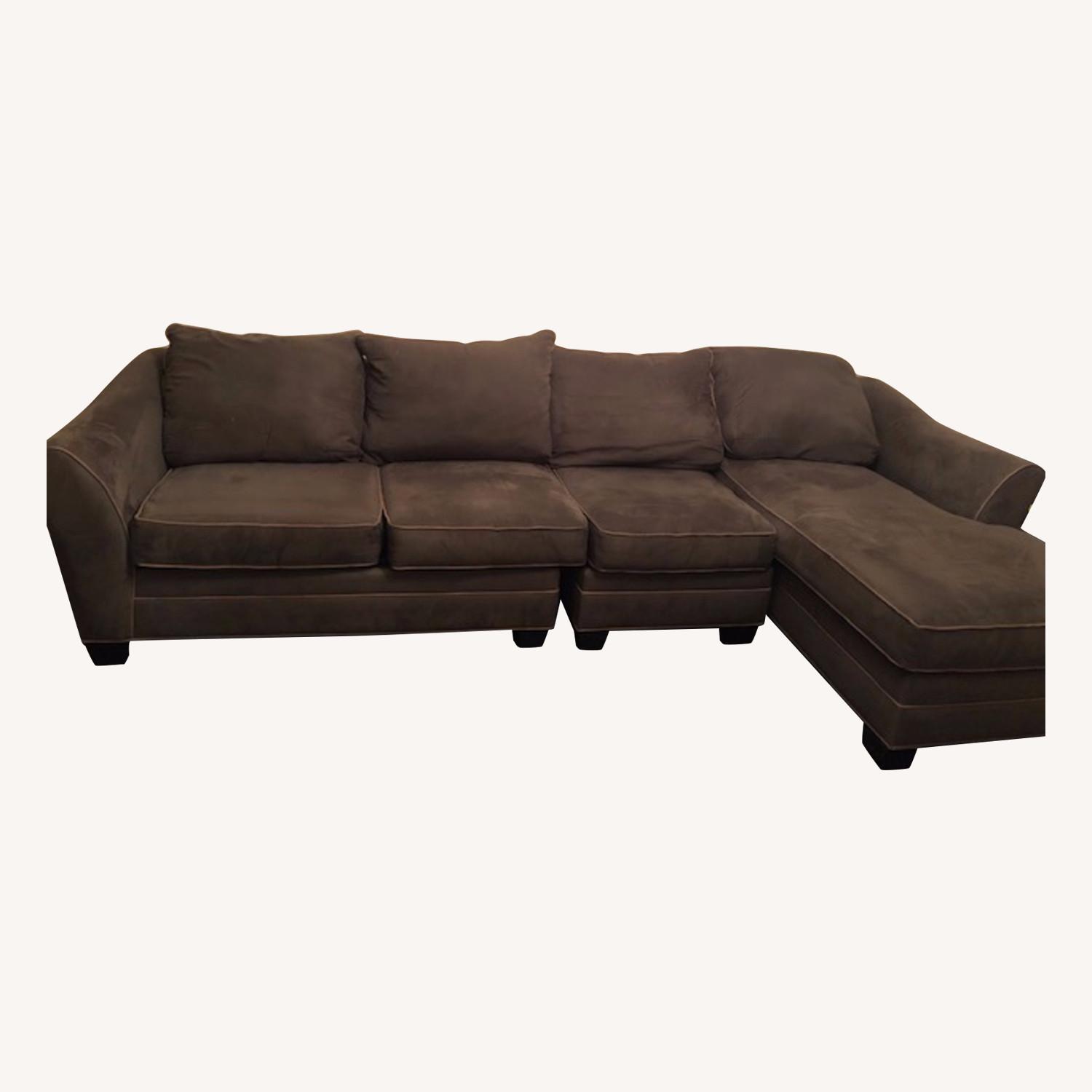 Raymour & Flanigan MicroSuede Sofa sectional couch - image-0