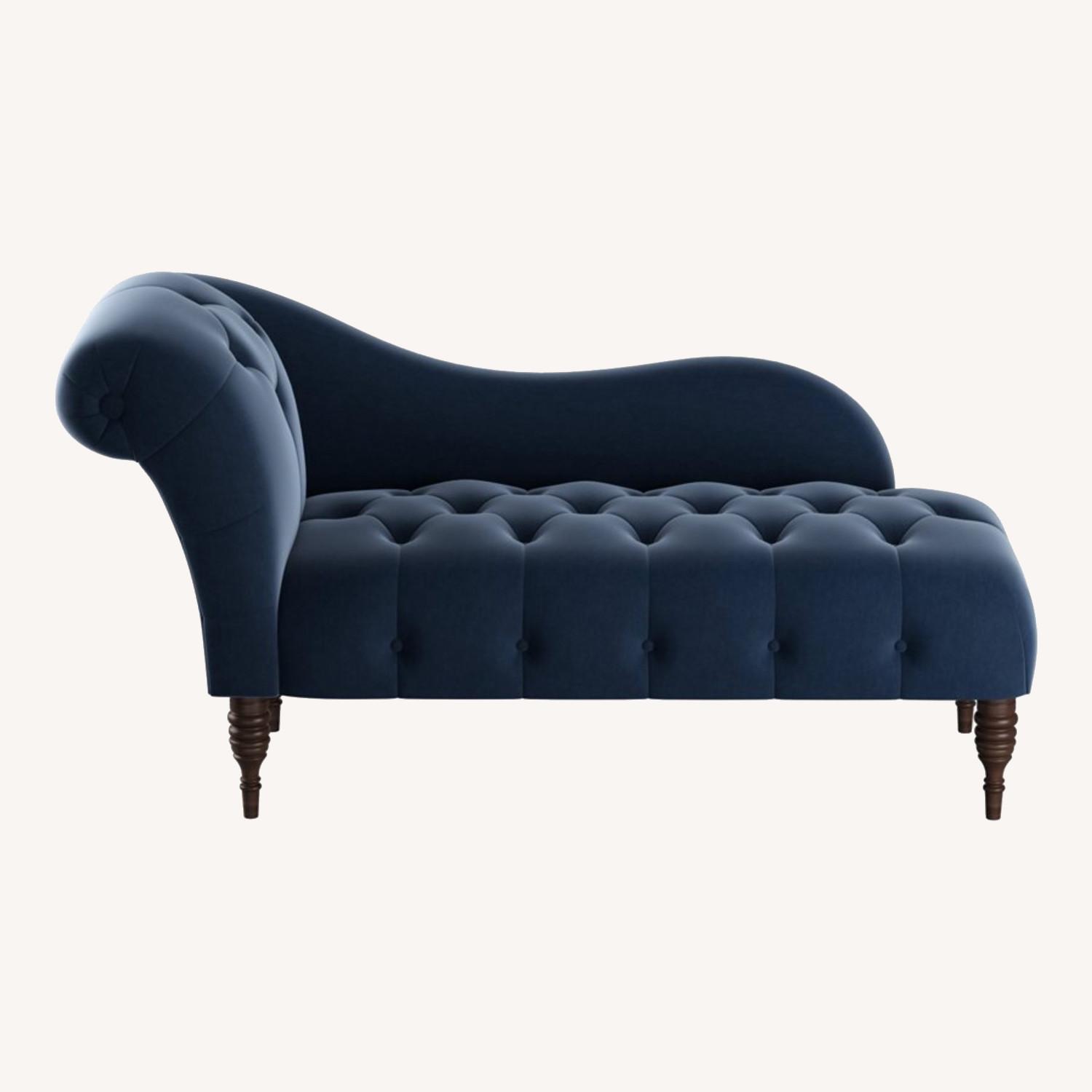 Navy Velvet Chaise Lounge Chair AptDeco