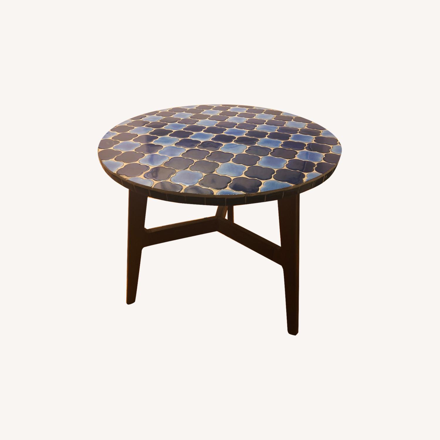 West Elm Mosaic Tiled Outdoor Bistro Table - image-1