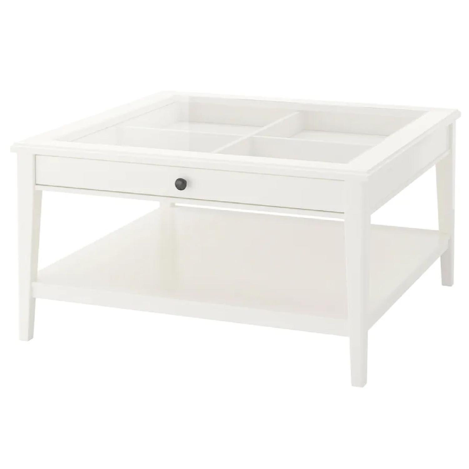 Ikea White Wood/Glass Coffee Table AptDeco