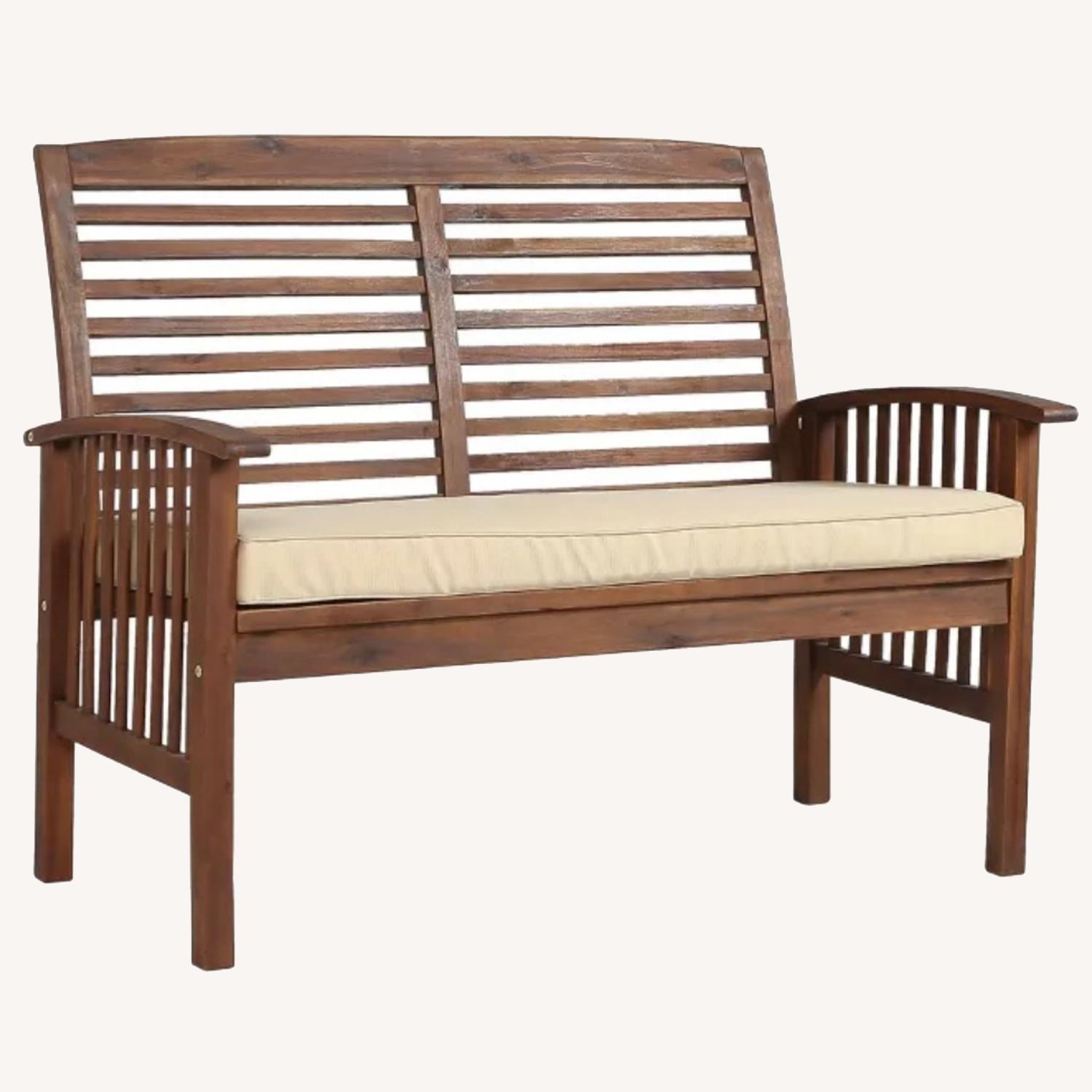 Acacia Wood Patio Loveseat Bench AptDeco