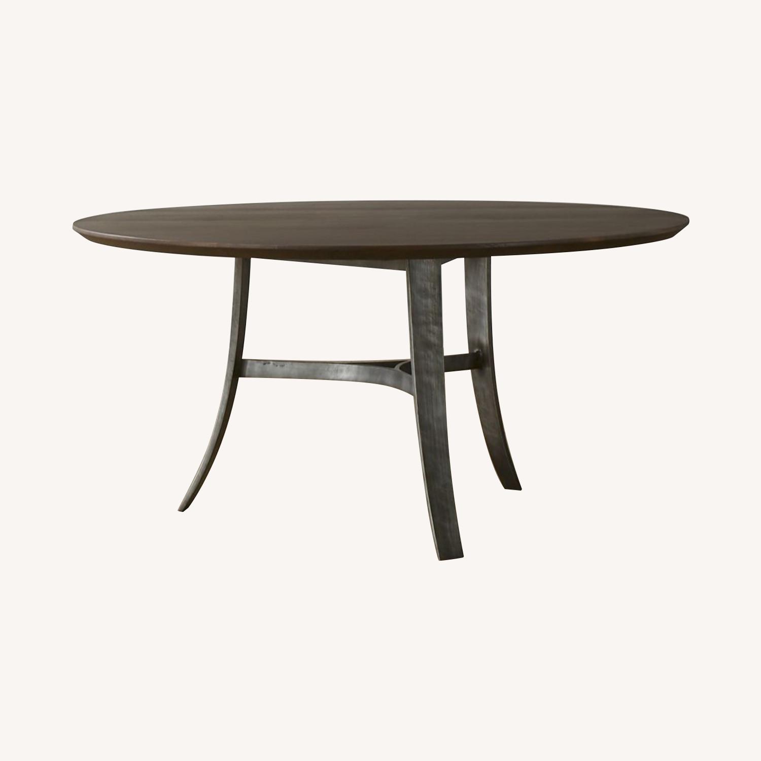 Crate & Barrel Round Wooden Dining Table AptDeco