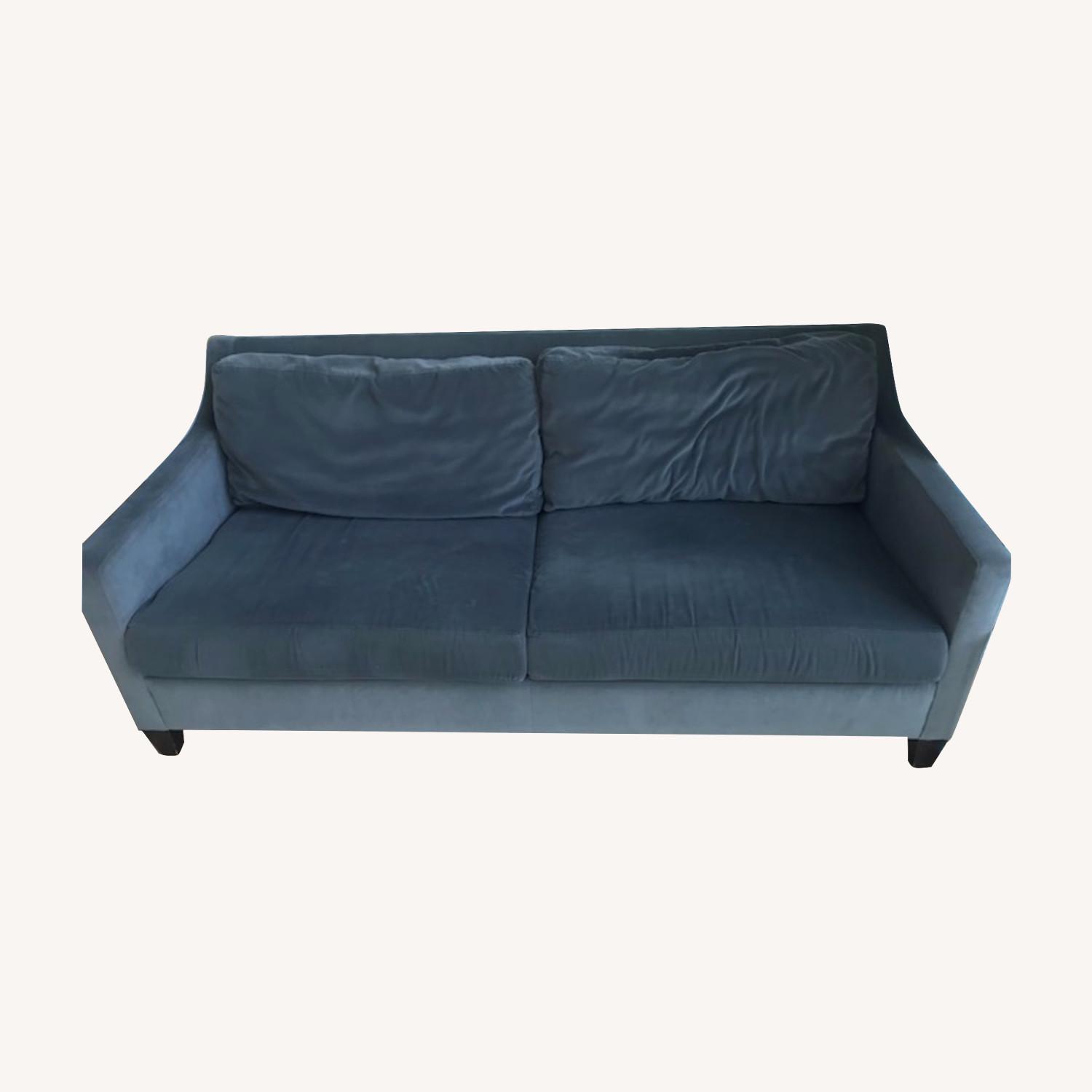 Ethan Allen Dark Gray Velvet Sofa AptDeco