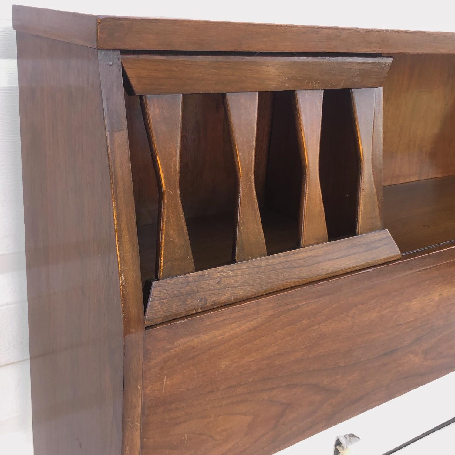 Mid-Century Queen Size Walnut Storage Headboard - image-2