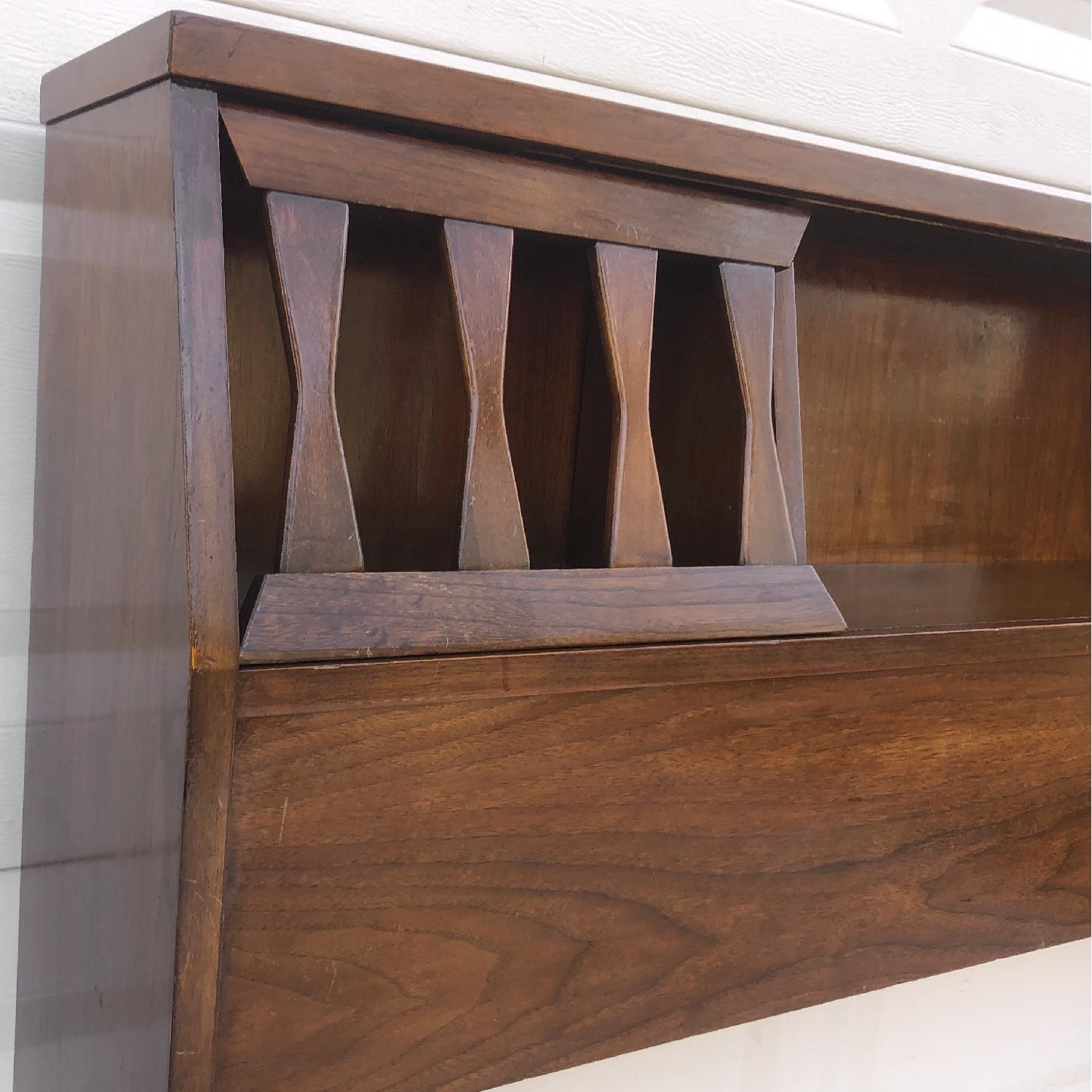 Mid-Century Queen Size Walnut Storage Headboard - image-6