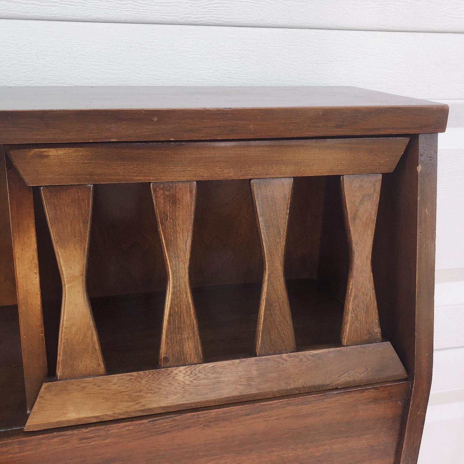 Mid-Century Queen Size Walnut Storage Headboard - image-8