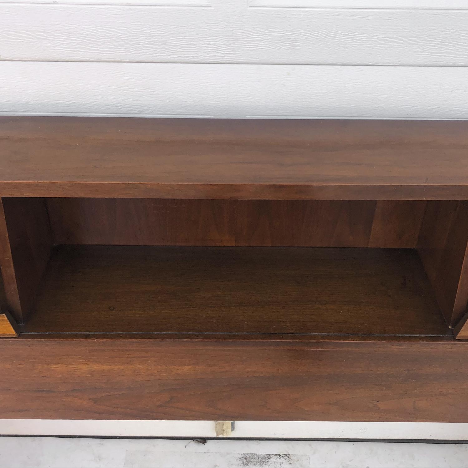 Mid-Century Queen Size Walnut Storage Headboard - image-12