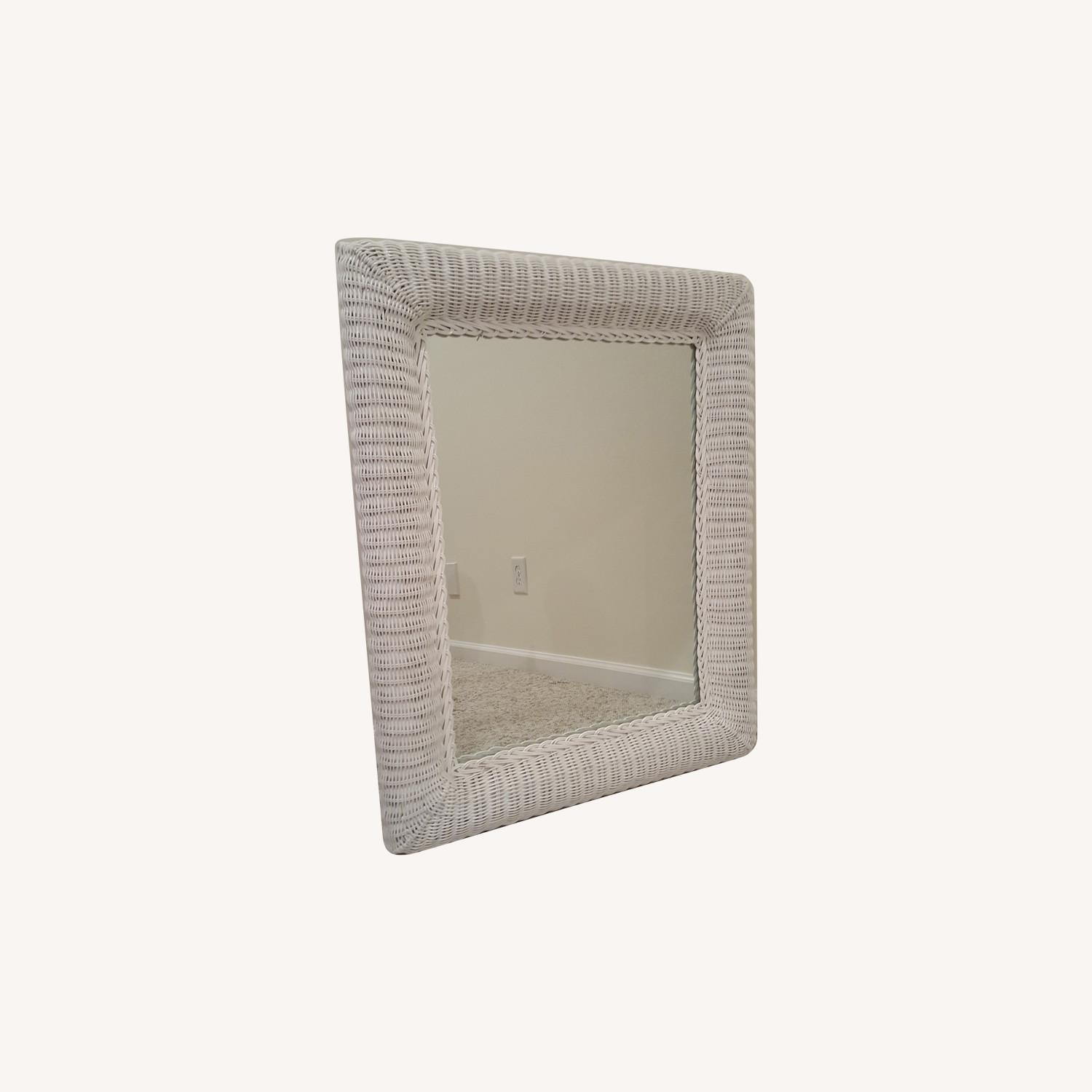 White Wicker Mirror - image-0