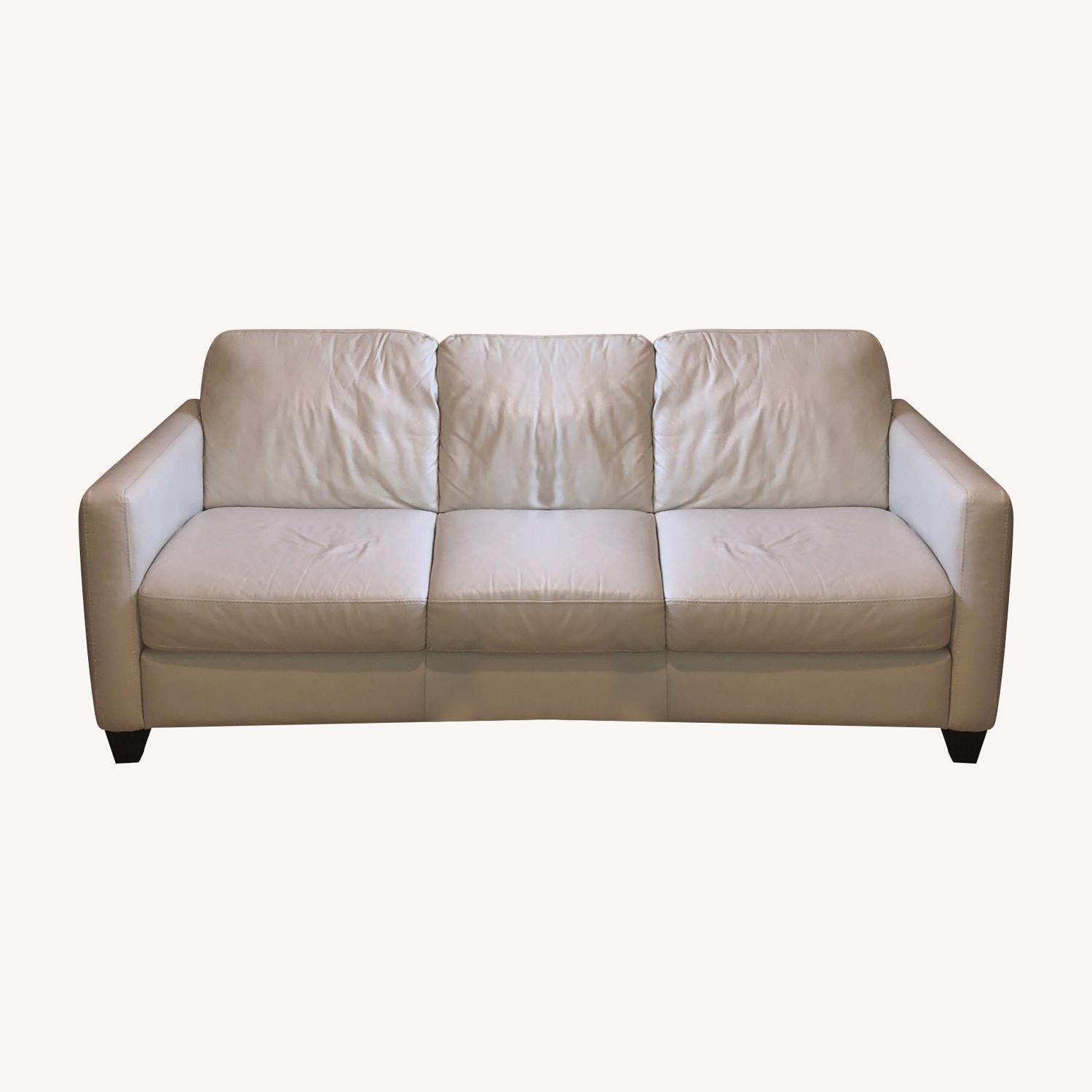 Natuzzi Genuine White Leather Couch AptDeco
