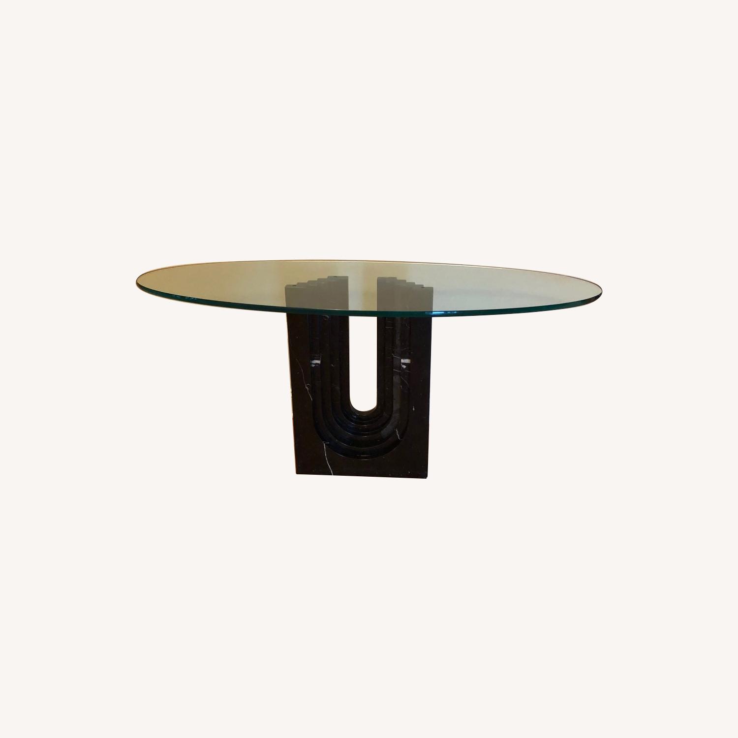 Black Marble and Glass entry table - image-0