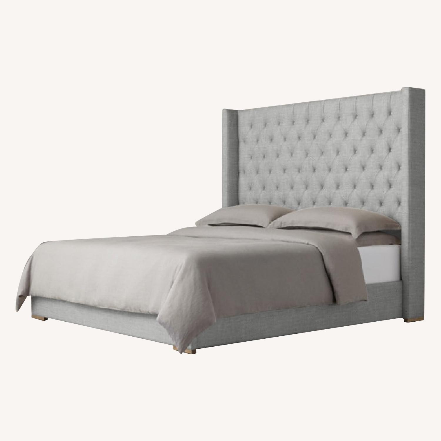 Restoration Hardware Queen Bedframe with Tufted Headboard AptDeco
