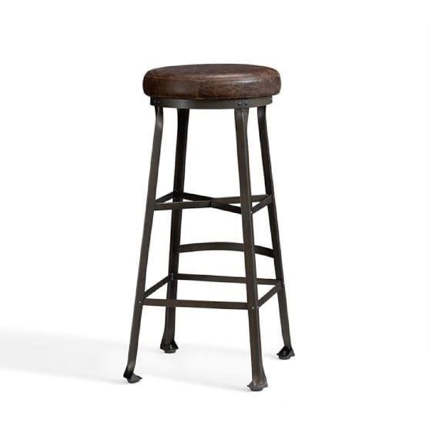 Pottery Barn Decker Leather Bar Stool - image-5