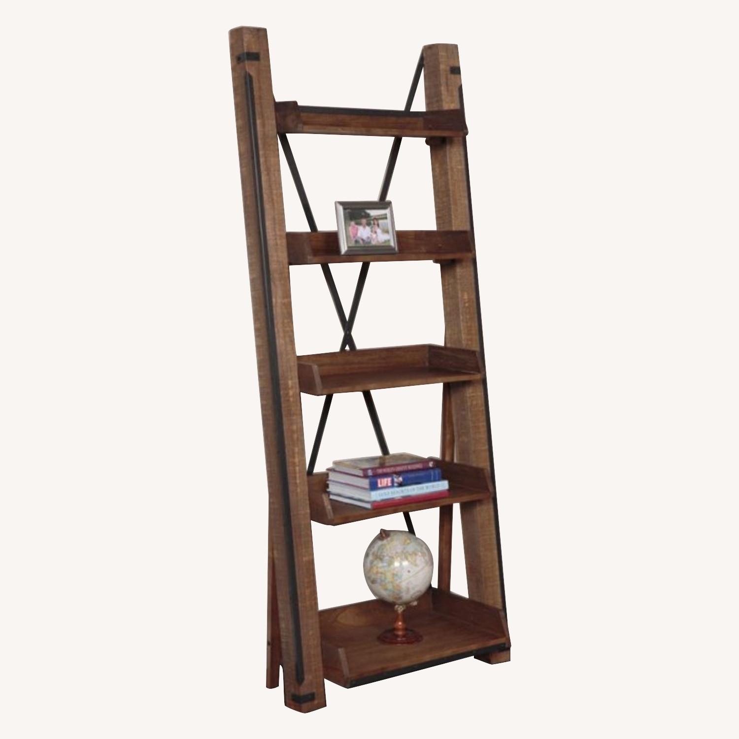 Industrial Open Shelf Ladder Bookcase - image-0