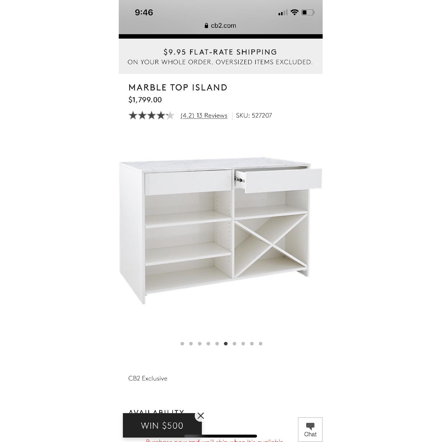 CB2 Marble Dining Table/kitchen island - image-3