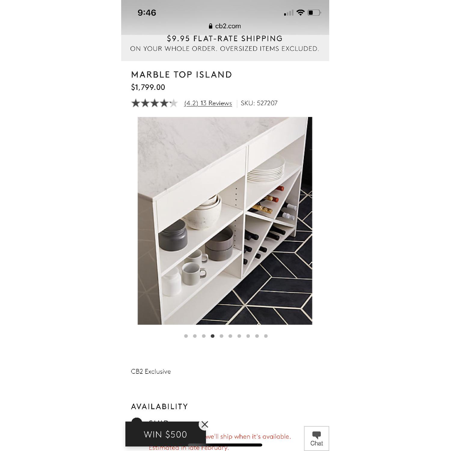 CB2 Marble Dining Table/kitchen island - image-5