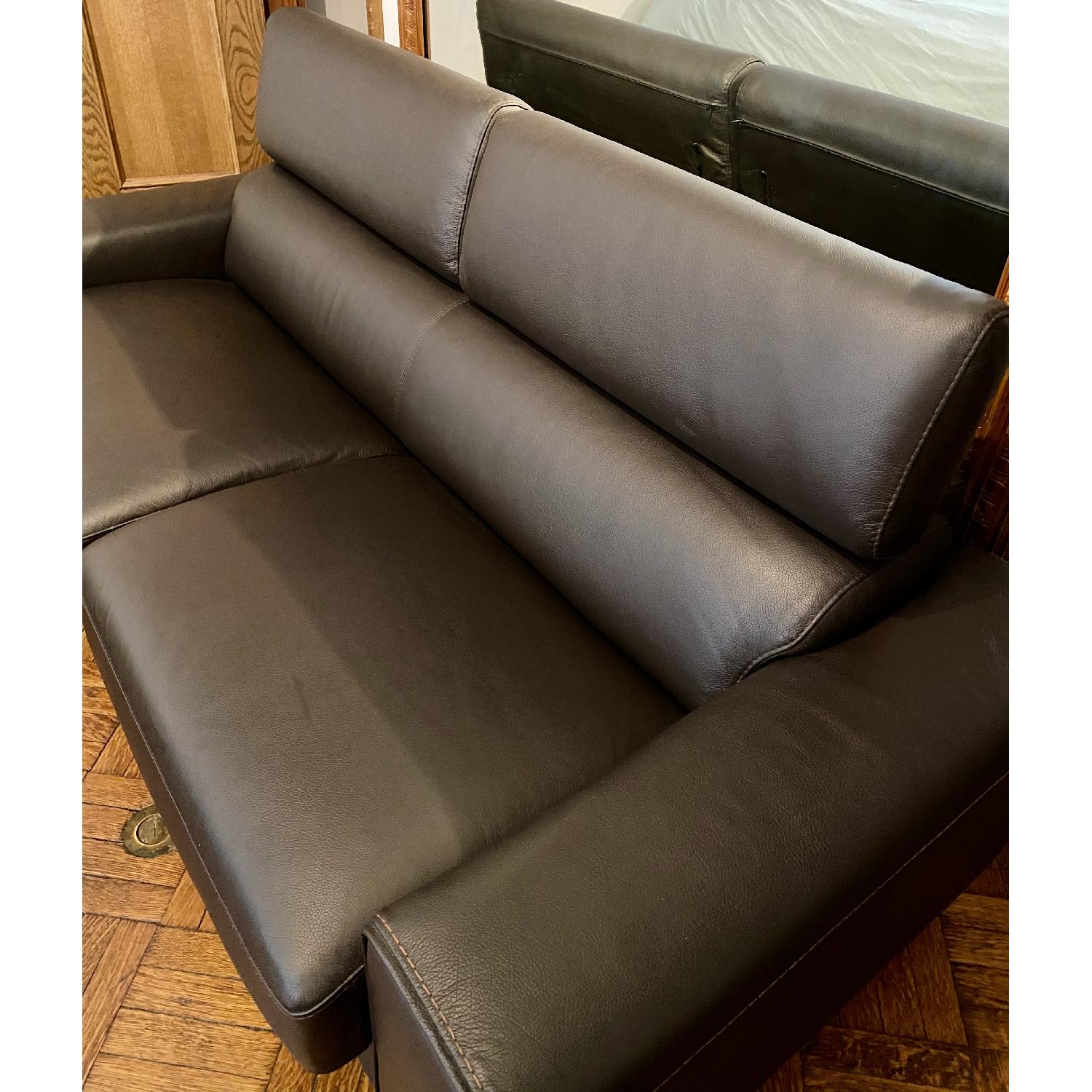 Dark Brown Leather Sleeper Sofa - image-4