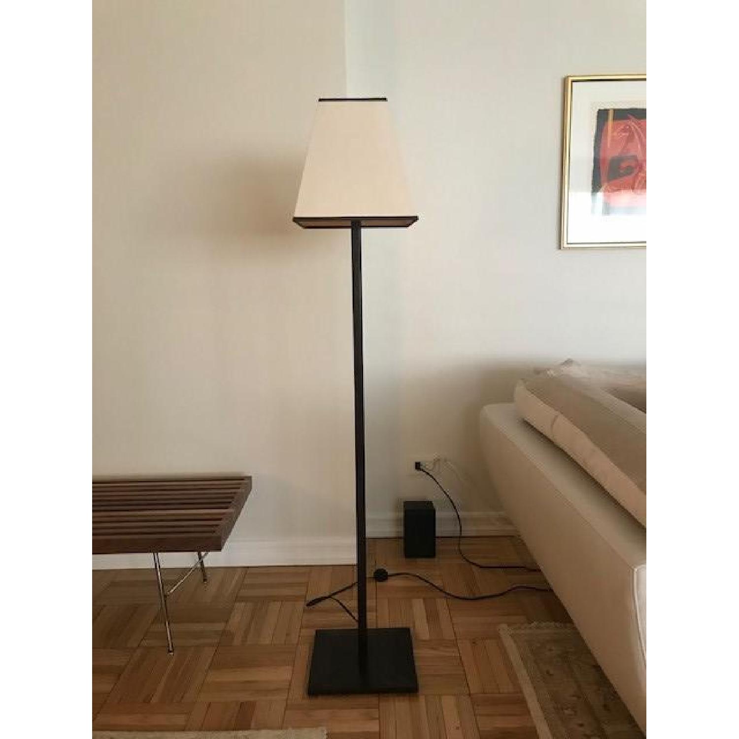 Andrew Martin Floor Lamps Walnut w/ Linen Shade - image-1