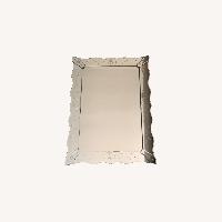 Vintage Mirror With Etched Flowers, Curved Boarder - AptDeco