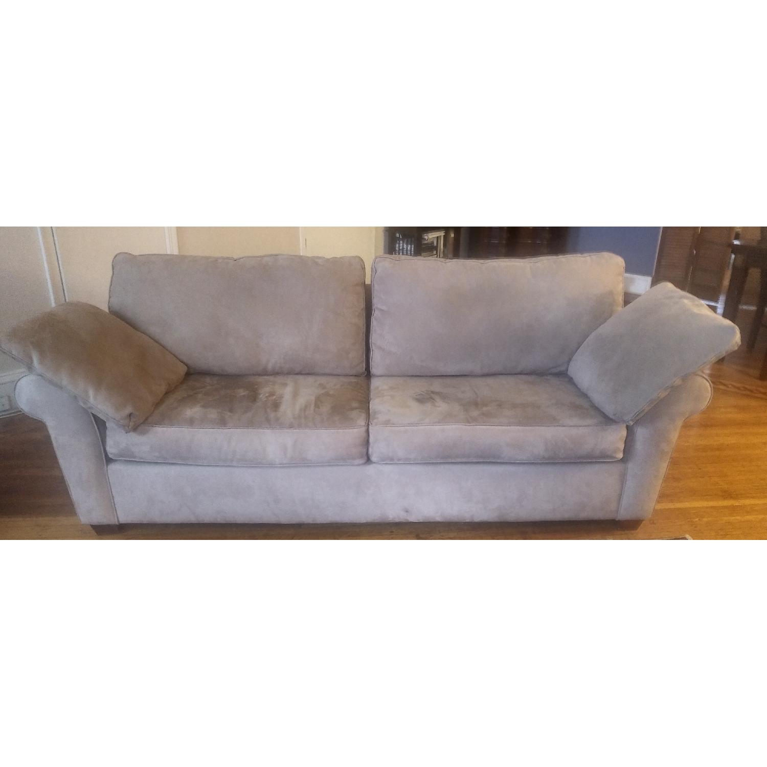 Micro-suede couch with hidden sofa bed - image-1
