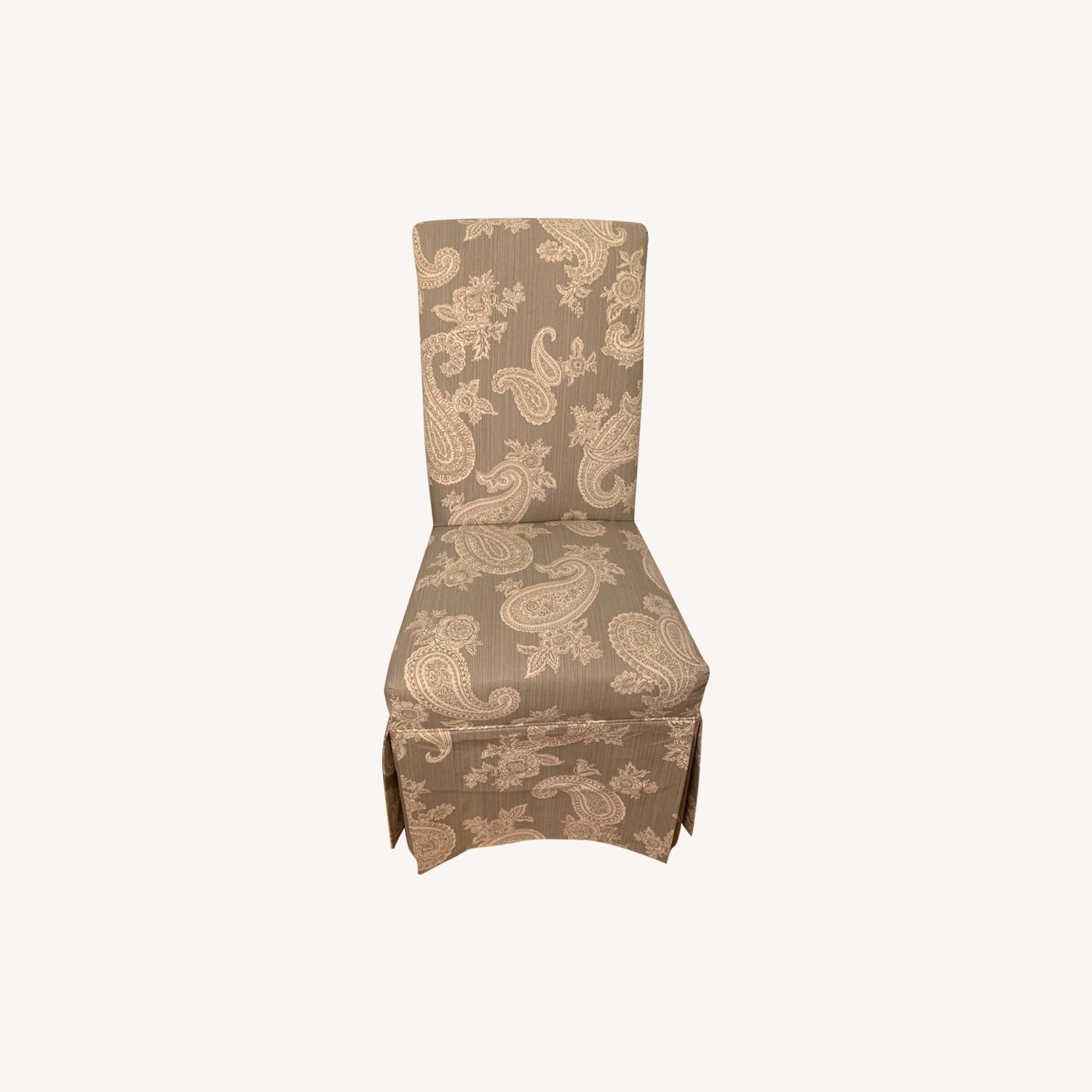 6 Beige/Grey Paisley Fabric Dining Chairs - image-0