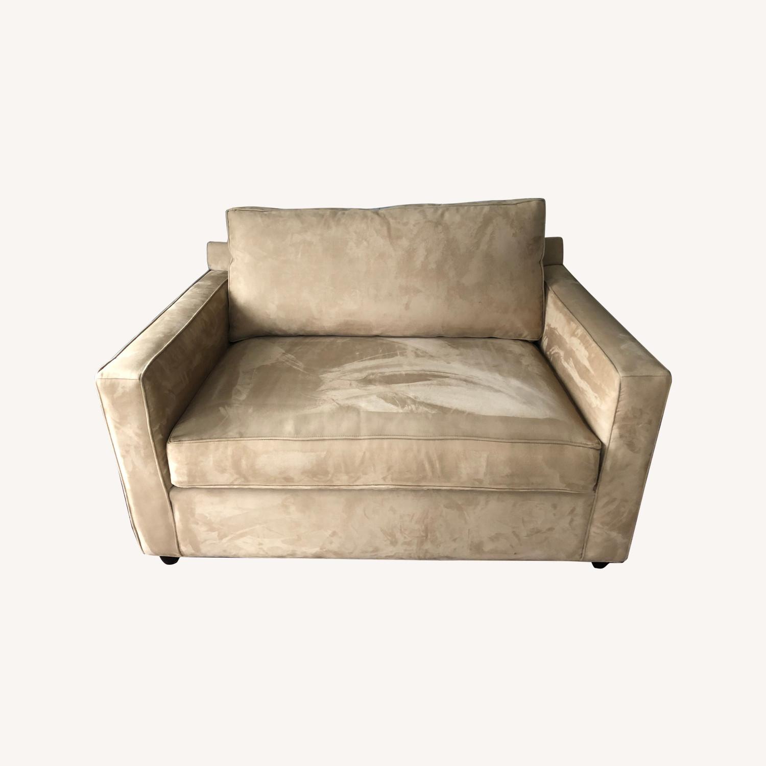 Pottery Barn Sleeper Chair and Ottoman AptDeco