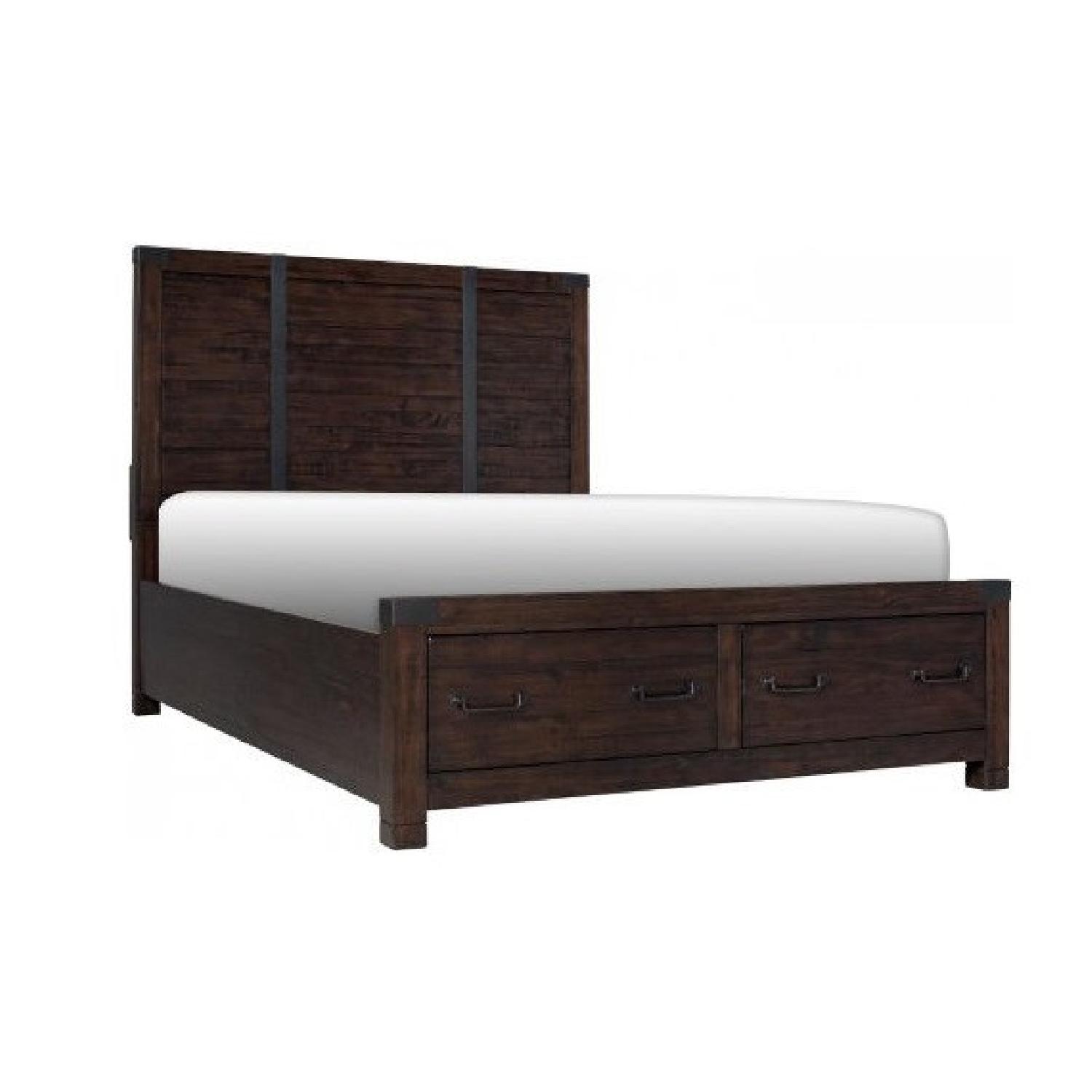 Raymour & Flanigan Solid Pine Queen Bed with Storage AptDeco