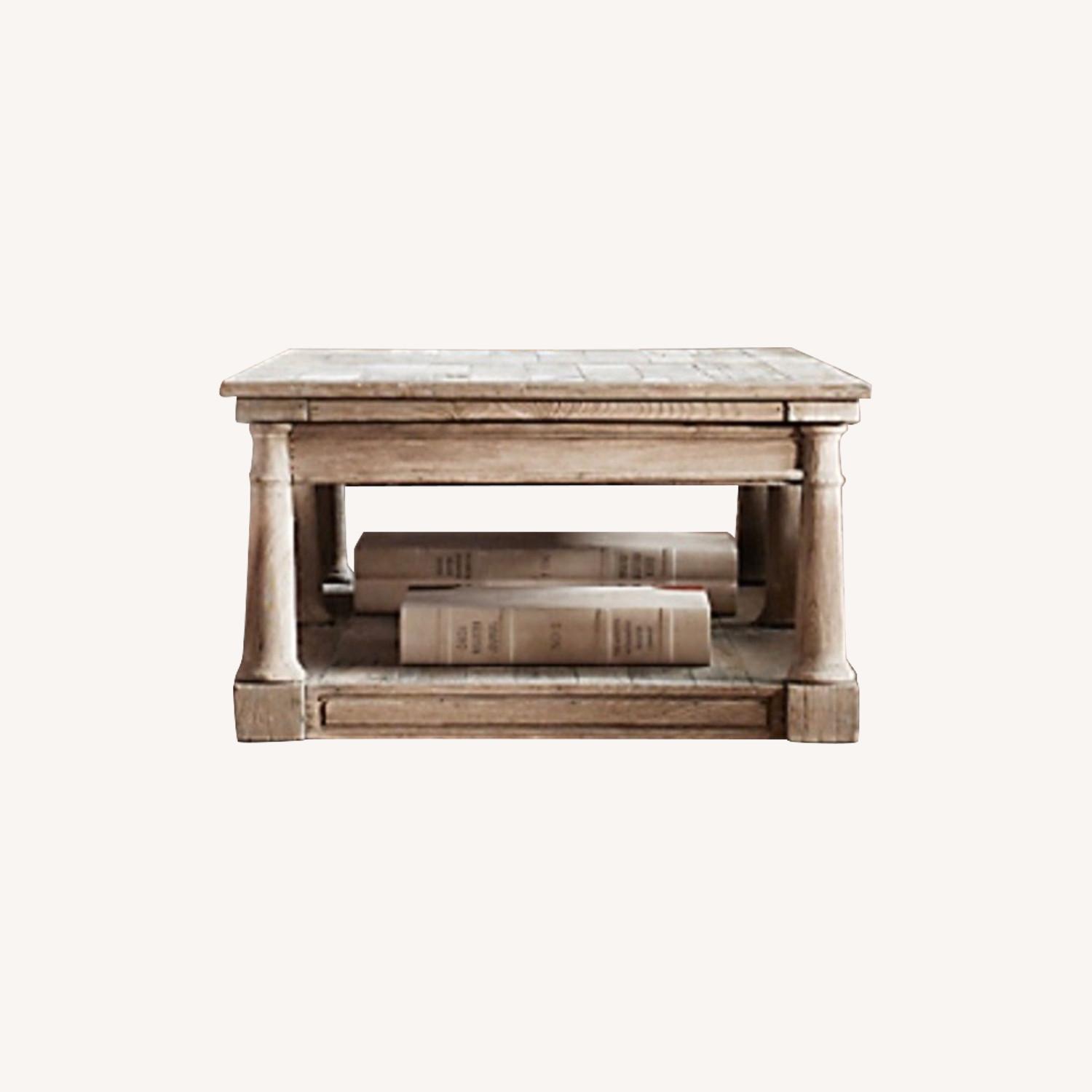 Restoration Hardware Aged Wood Coffee Table AptDeco