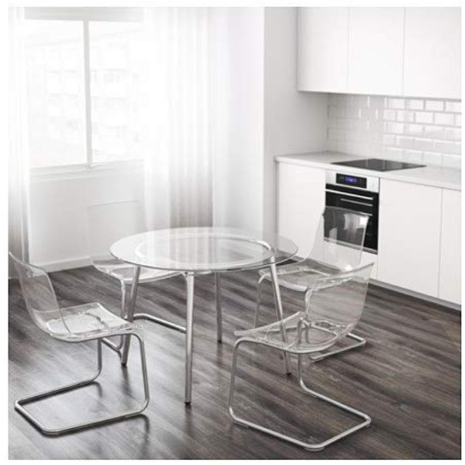 IKEA Circular Glass Dining Table and 2 chairs - image-4