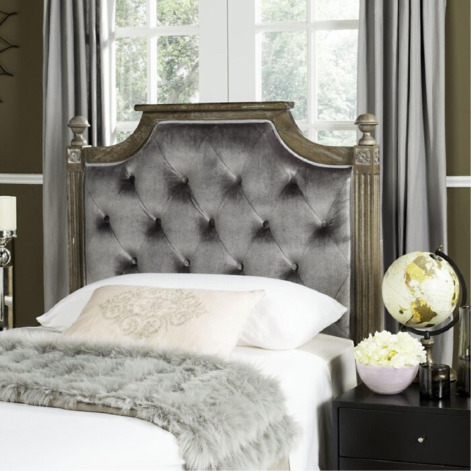Wayfair Weathered Wood & Grey Velvet Headboard - image-7