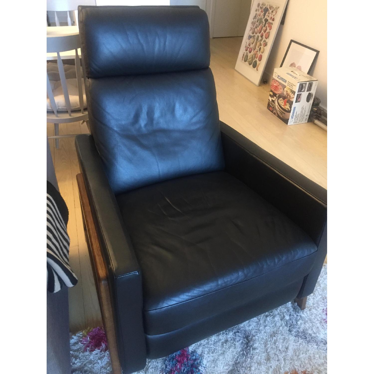West Elm Black Leather Recliner - image-3