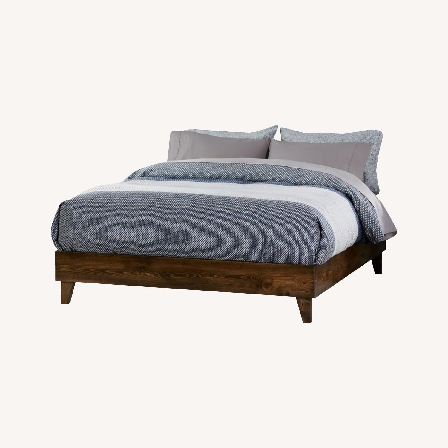 Wooden Platform Bed in Walnut Color - image-0
